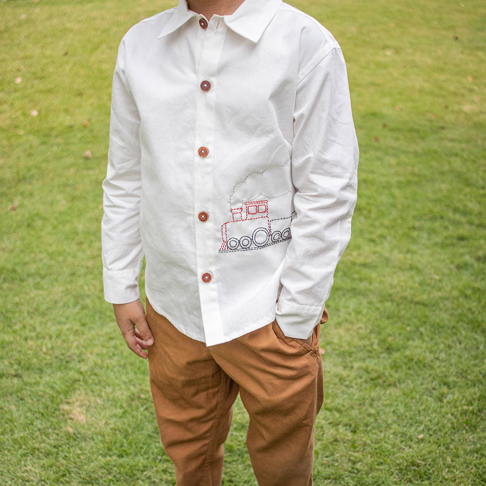 Chuk Chuk Embroidered Formal Shirt - White