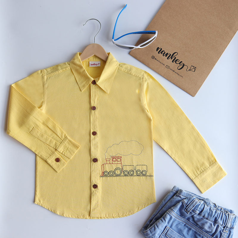 Chuk Chuk Embroidered Formal Shirt - Yellow