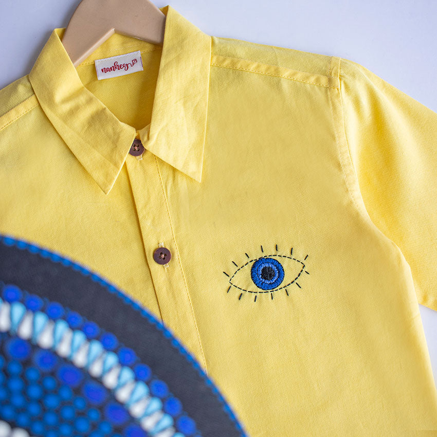 Evil Eye Embroidered Unisex Shirt - Yellow