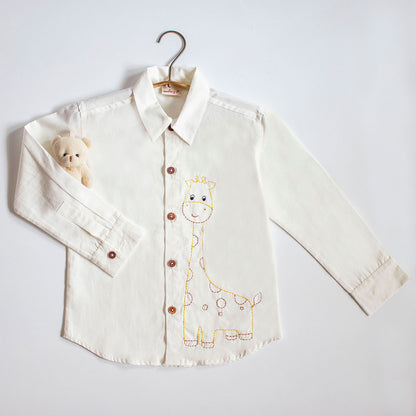 Frosty Giraffe Embroidered Formal Shirt