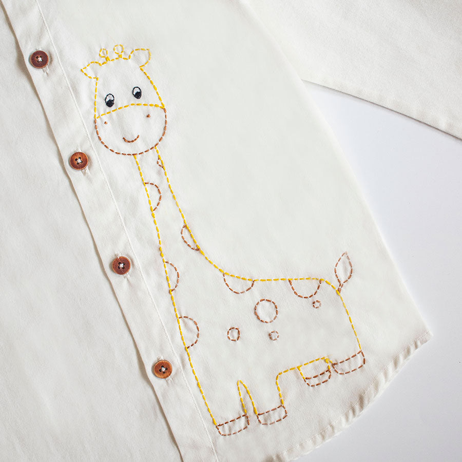 Frosty Giraffe Embroidered Formal Shirt