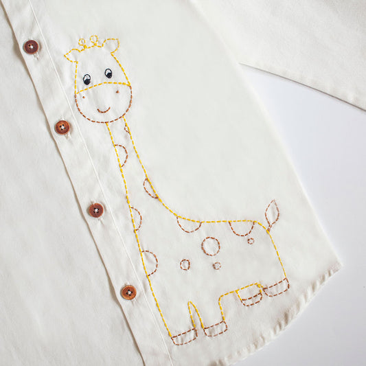 Frosty Giraffe Embroidered Formal Shirt