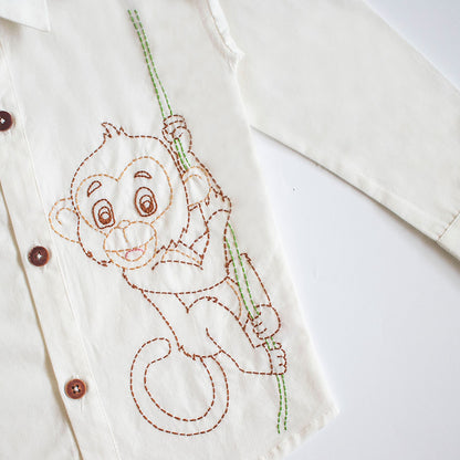 Frosty Monkey Embroidered Formal Shirt