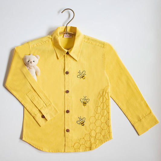 Honeycombed Bumblebee Embroidered Formal Shirt