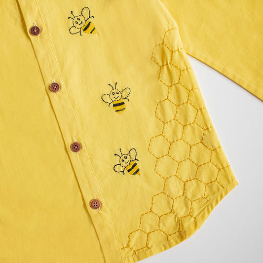 Honeycombed Bumblebee Embroidered Formal Shirt