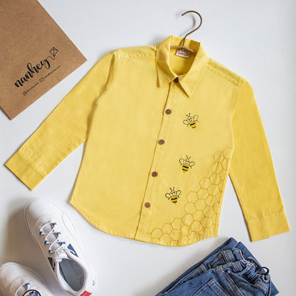 Honeycombed Bumblebee Embroidered Formal Shirt