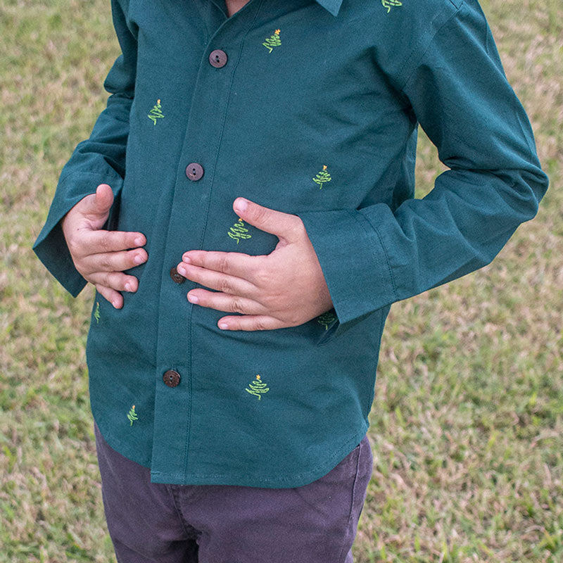 Pined Pine Trees Embroidered Formal Shirt