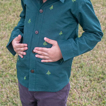 Pined Pine Trees Embroidered Formal Shirt