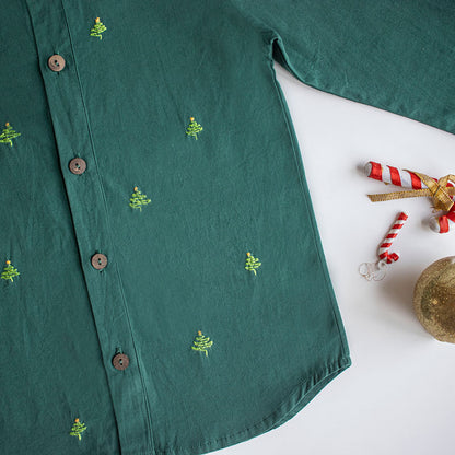 Pined Pine Trees Embroidered Formal Shirt