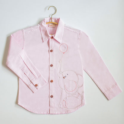 Pinky Elephant Embroidered Formal Shirt