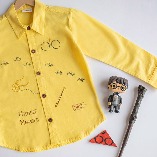 Potter - Magic Inspired Embroidered Unisex Shirt - Yellow