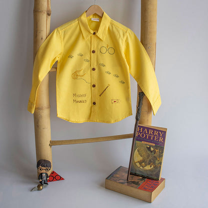 Potter - Magic Inspired Embroidered Unisex Shirt - Yellow