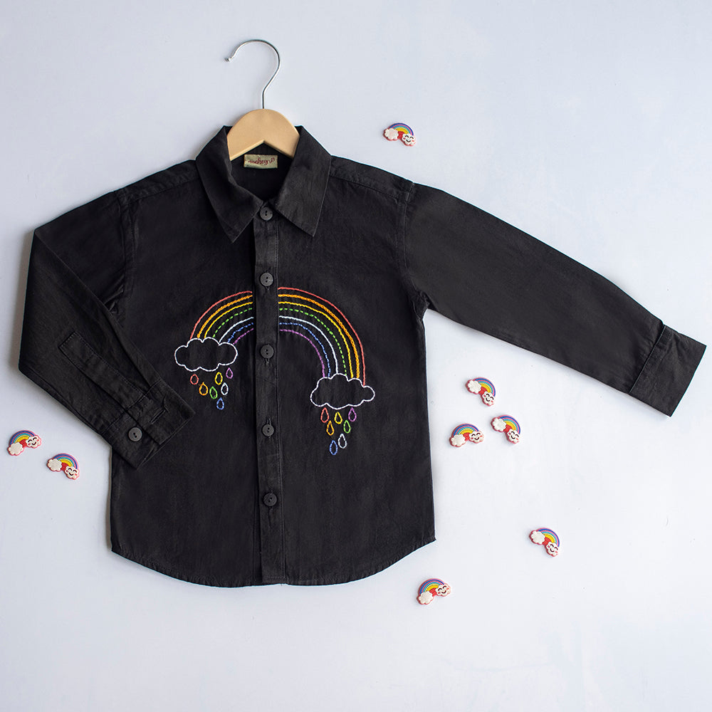 Rainbow Embroidered Shirt - Black