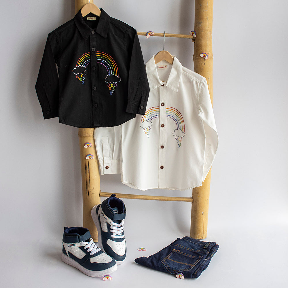 Rainbow Embroidered Shirt - Black