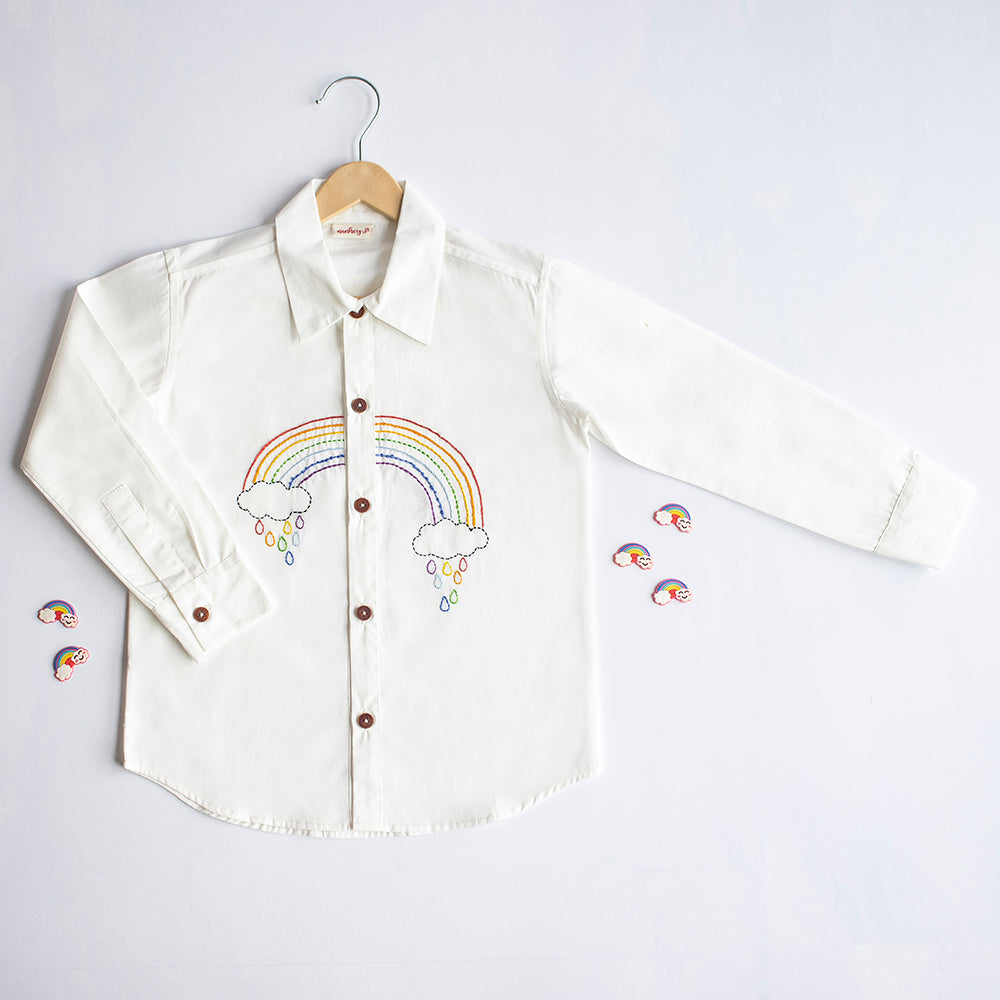 Rainbow Embroidered Shirt - White