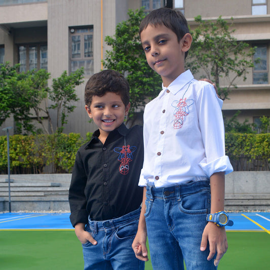 Spidey Embroidered Shirt - Black