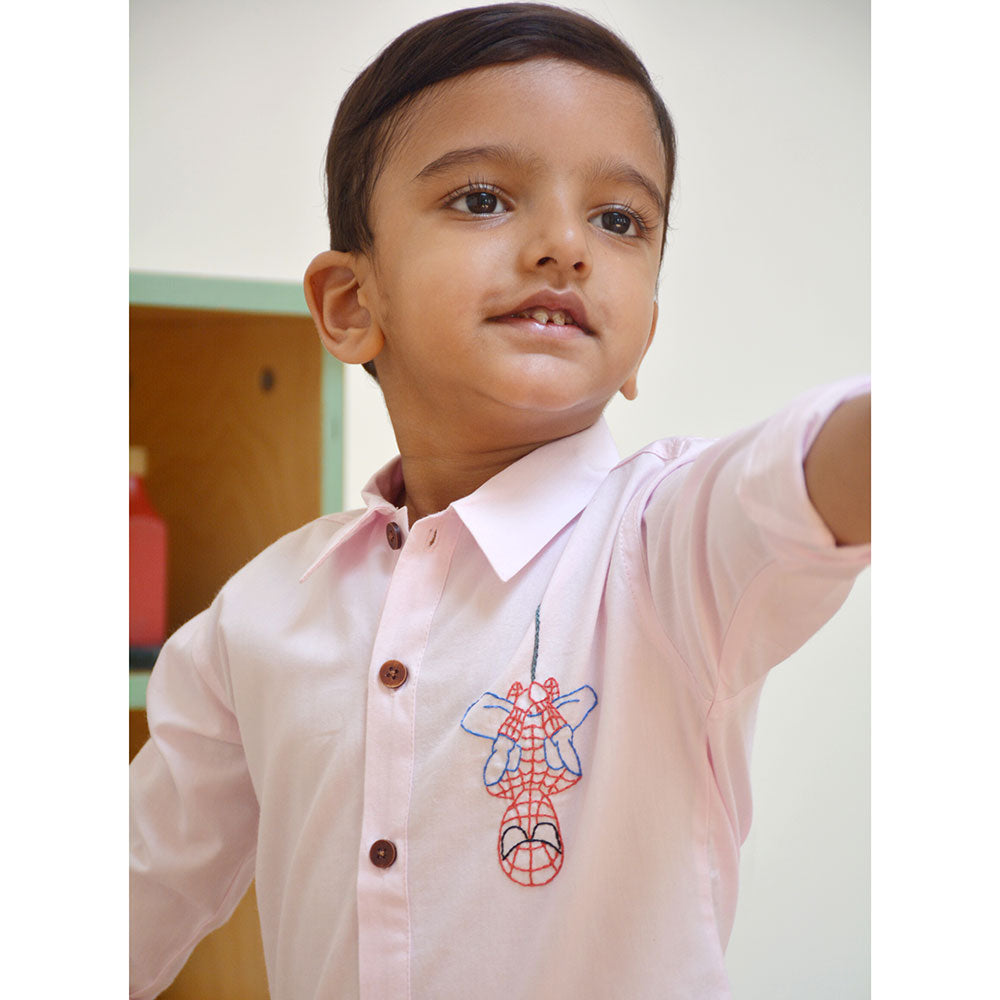 Spidey Embroidered Shirt - Light Pink