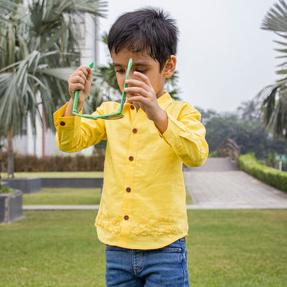 Traffic Embroidered Formal Shirt - Yellow