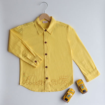 Traffic Embroidered Formal Shirt - Yellow